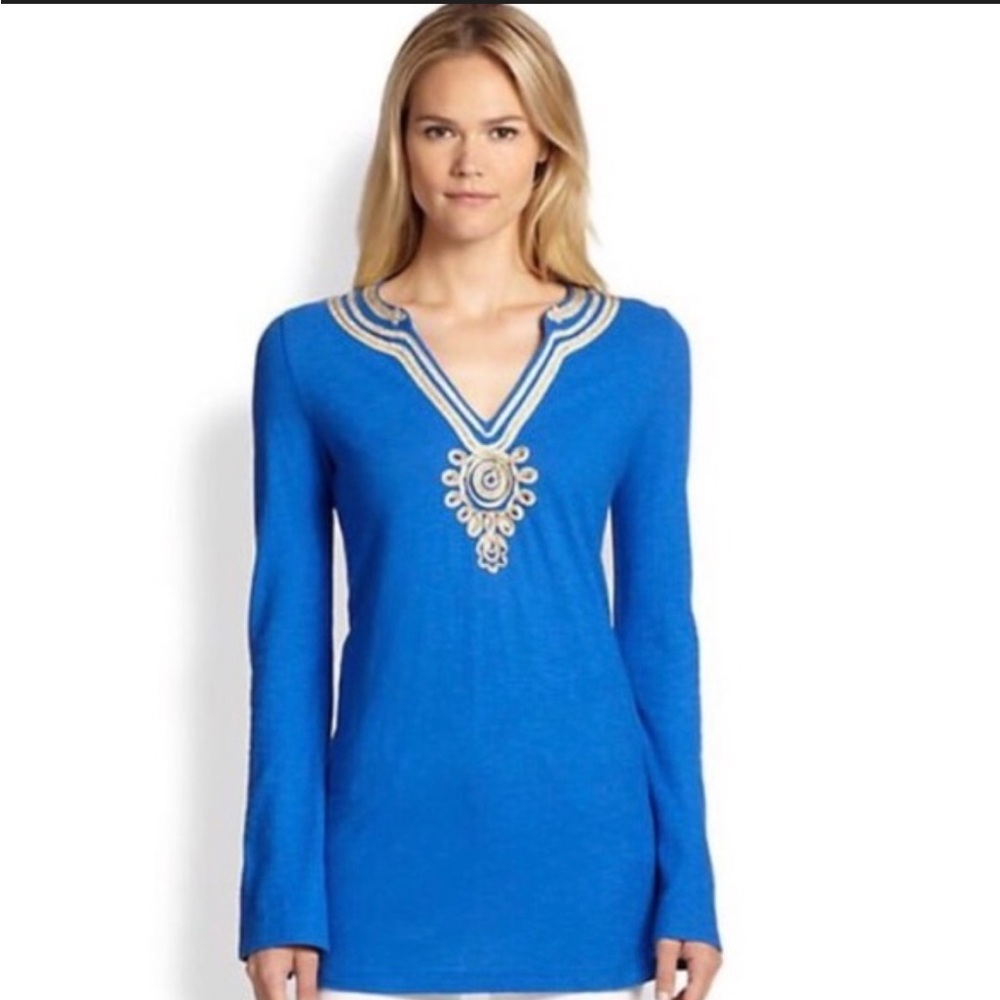 Lilly Pulitzer Emerson Tunic in Royal Blue and Gold, size small